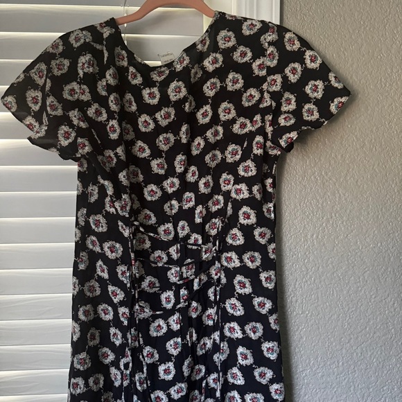 VINTAGE Floral Black Dress with adjustable waist - Picture 6 of 10